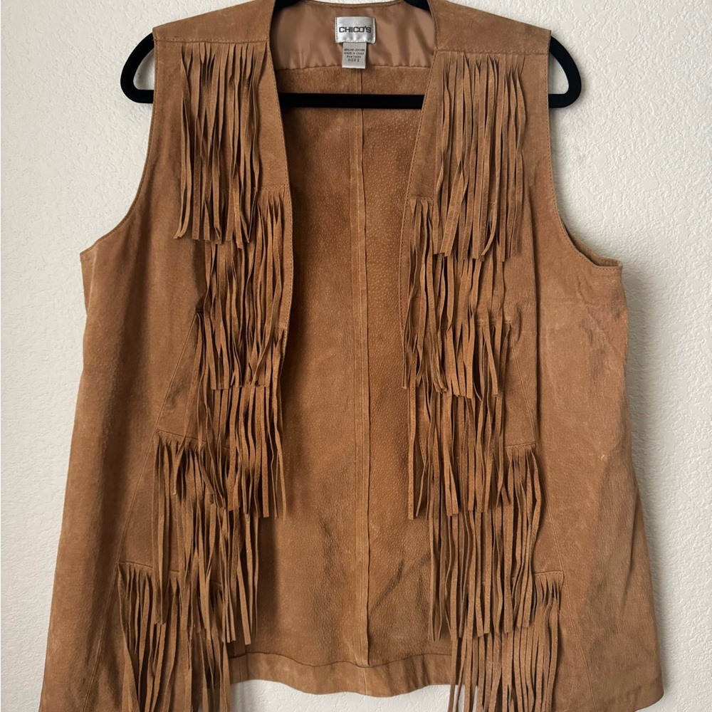 Chico's Brown Suede Fringe Vest